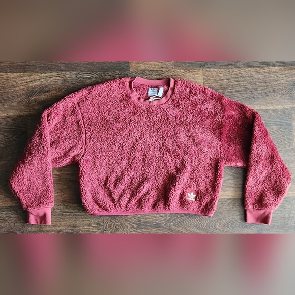 Adidas Essentials+ Fluffy Teddy Sweater Women's Size Small - Picture 1 of 7